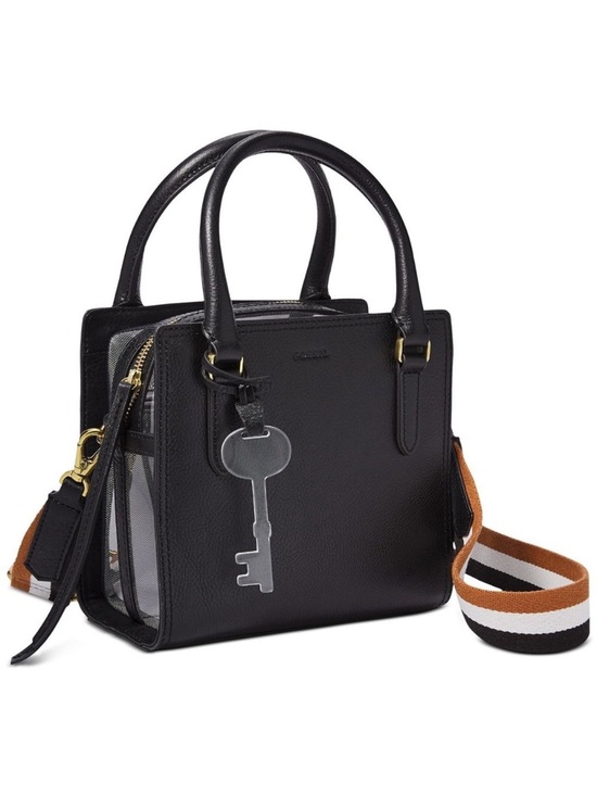 Fossil Handbags - Fossil Hope Bag Leather Top-Handle Crossbody with Striped Strap Black Small
